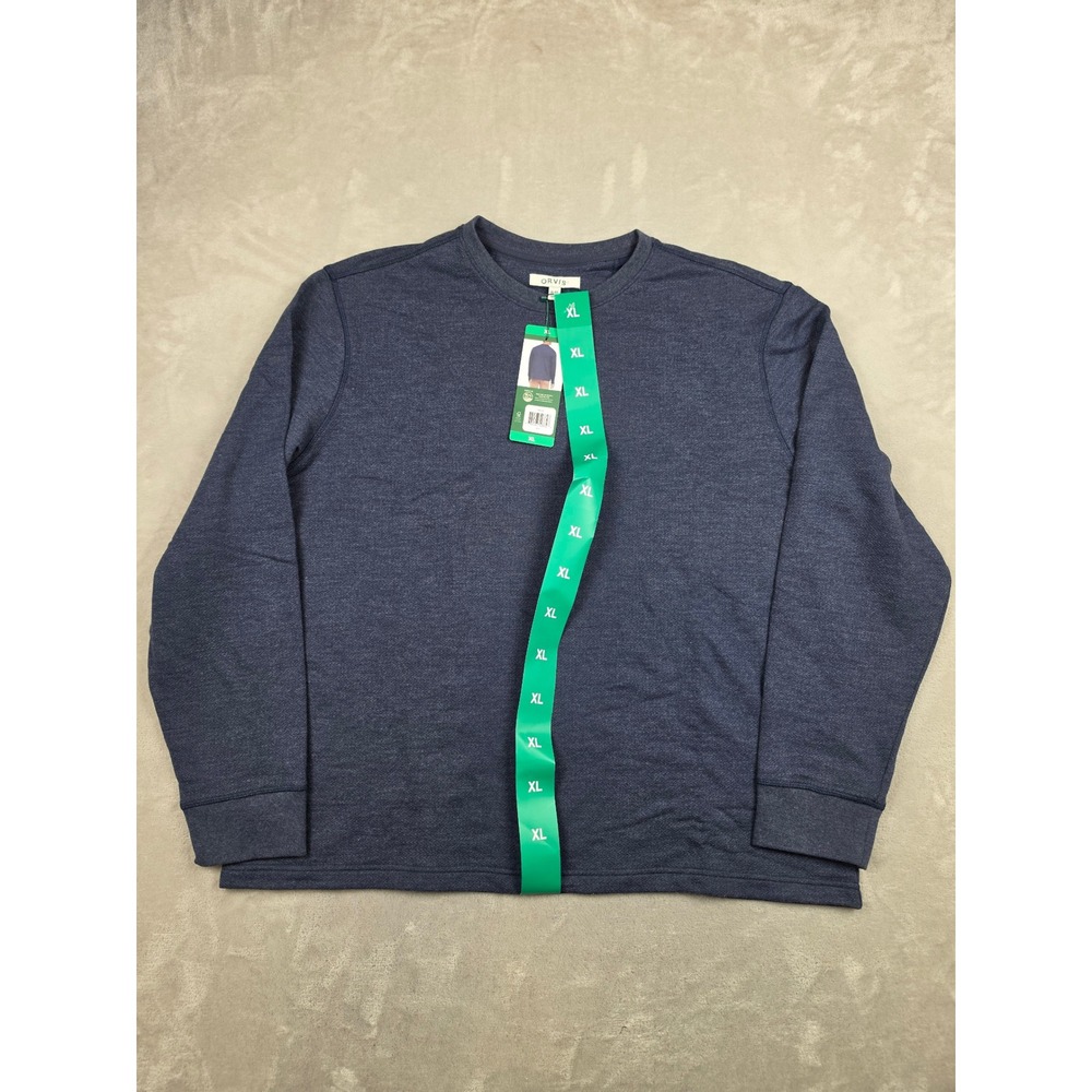 Orvis Crewneck Sweatshirt Mens XL Blue Long Sleeve Cotton Blend Outdoor
